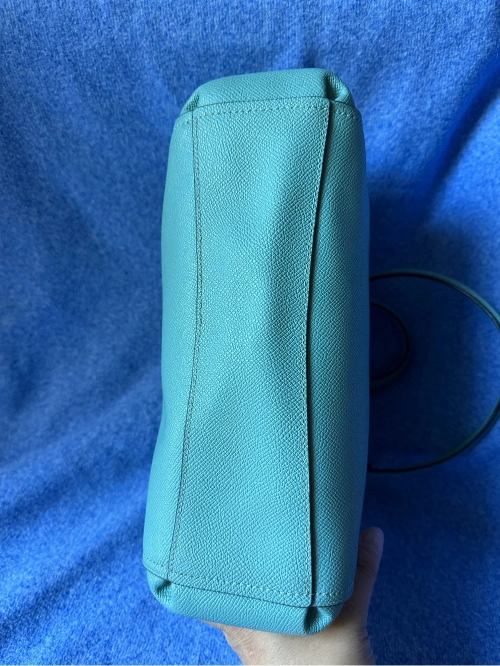 COACH Teal Shoulder Satchel in Turquoise Leather